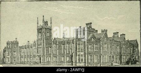 Una guida per Belfast e le contee Di Down & Antrim . 28 Guida per Belfast. Ci sono anche due club per l'incoraggiamento degli acquaticamusements: Il Belfast Boat Club e il CommercialBoATiNc; Club. Il Royal Ulster Yacht Club ospita un club-house a Bangor, Co. Down. Ci sono anche club di nuoto di successo in città. COLLEGI, ISTITUZIONI EDUCATIVE, &C. Il Queens College è un edificio maestoso in stile gotico-Tudor di architettura; finemente situato nei suoi terreni di undici acri, al westend, l'edificio più bello della città. QUEEN S COLLEGE. Questo collegio, che ha la sis Foto Stock