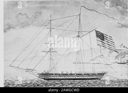 Le navi e i marinai di vecchio Salem; il record di una brillante era di conquista americana . Nave Ulysses -^Questo dipinto mostra un timone di giuria che sta per essere messo in atto in mare, nel 1800.So ingegnoso è stato la visualizzazione di marinai nel rigging di questa emergenza rudderthat suo comandante, Capt. Wm. Meyford, ha ricevuto una medaglia dalla Società AmericanPhilosophical. Lo yacht Cleopratras Barge, 191 tonnellate, costruito a salem, 1816, mostra l'aringa-bonedesign dipinto in colori luminosi sul lato dello yacht Pioneers in Seas Distante opinione era che nessuna nave poteva confrontare con questa Nave. Ifelt fiero che un tale s Foto Stock