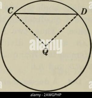 Geometria piana e solida . I. Dati cerchi uguali 0 e Q, con accordi uguali AB e CDTo dimostrano AB = CD, Argomento 1. Tracciare i raggi OA, OB, QC, QD, 2. In un OAB e QCD, AB = CD. 3. OA = QC E OB = QD. 4. .-. A OAB = UN QCD. 5. .-. Z 0 = Z Q. 6. .-. AB = CD. Q.E.D. Motivi 1. § 54, 15. 2. Di hyp. 3. § 279, b, 4. §116. 5. §110. 6. § 293, I. LIBRO II 119 II. Al contrario : Dati cerchi uguali 0 e Q, e archi uguali AB e CB, Per dimostrare accordo AB = accordo CD. Argument1. Disegna raggi OA, OB, QC, QD. 2.3.4.5.6. AB = CD. .-. Aboa = Z.dqc. OA = QC E OB = QD. .-. A OAB = UN QCD, .-. ACCORDO AB = ACCORDO CD. Q.E.D. Re Foto Stock