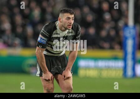 7th Febbraio 2020, KC Stadium, Hull, Inghilterra; Betfred Super League, Hull FC / Hull Kingston Rovers : Jake Connor (6) di Hull FC durante il gioco Foto Stock