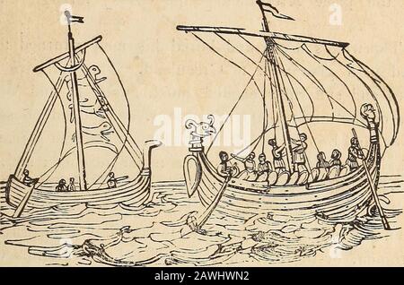 Una storia illustrata del nuovo mondo : contenente una storia generale di tutte le nazioni, stati, e repubbliche del continente occidentale ..e una storia completa degli Stati Uniti al tempo presente .. . TIREBR DISOOVBBINO THB Q R A P B 3. TERRENO. Un lago era la fonte di questo flusso. Soddisfatto del luogo selvaggio, Leif decise di stabilire qui una colonia ; e, d'accordo, erette capanne di legno sulla riva del lago, e causedhis merci per essere trasportato al lago in barche. Dopo un po 'di tempo, e la costruzione di case più commodious, la colonia è stata organizzata in due parti, su Foto Stock