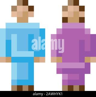 Donna Uomo maschio femmina Icon pixel a 8 bit arte del gioco Illustrazione Vettoriale