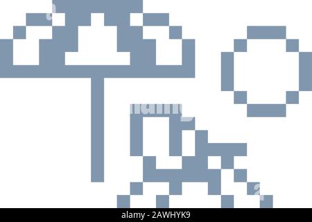 Ponte sedia spiaggia pixel a 8 bit Video Game Icona Arte Illustrazione Vettoriale