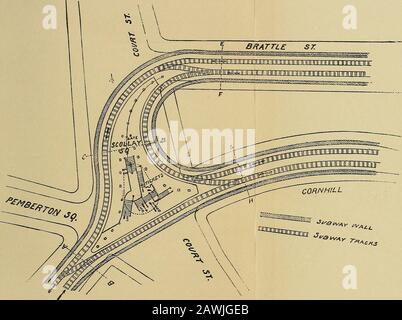Relazione annuale della Boston Transit Commission, per la fine dell'anno. . Fig. 3. SK.ETCH PER LA STAZIONE PROPOSTA A PARK STREET, GUARDANDO VERSO SUD. Fig. 4. Studio PER STAZIONE A PIAZZA SCOLLAY, Primo Eeport annuale. 18 essere portato per lo scopo sopra Berkeley Street. TwoTracks sarà trasportato sotto Charles Street e lungo Boyls-ton Street sotto il centro commerciale del comune all'angolo di Tremont Street, dove questi brani saranno Uniti da due piste che conducono dall'altra entrata sud, all'incrocio di Shawmut Avenue e Tremont Street. Thestation all'angolo di Boylston e Tremont stree Foto Stock