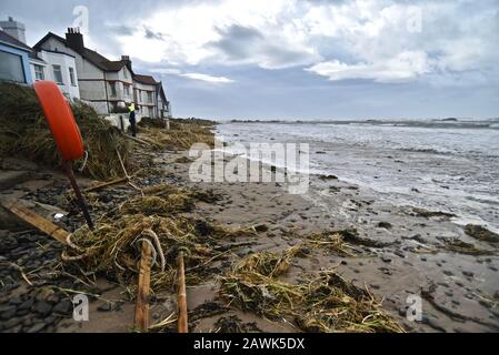 Danni da tempesta, Rhosneigr, Anglesey, Galles del Nord Foto Stock