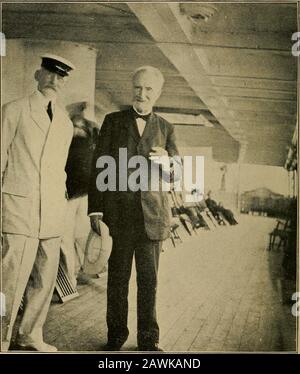 Con Speaker Cannon attraverso i tropici : una storia descrittiva di un viaggio verso le Indie Occidentali, Venezuela e Panama: Contenente vedute del Speaker sui nostri possedimenti coloniali . e Tedesco dimenticare la Patria. La pennellizzazione dei vari saloni e stanze per fumatori erano patriottici. La storia della vita del grande Bluecher, dopo di che la nave è stata chiamata, è stata raccontata in medaglioni e incisioni nelle decorazioni del salone da pranzo. Gli altri grandi maresciallo e generali, Bismarck, l'anziano Guglielmo, e l'attuale imperatore, erano ben visibili tra loro. I Tedeschi ci hanno fornito un servizio migliore di noi Foto Stock