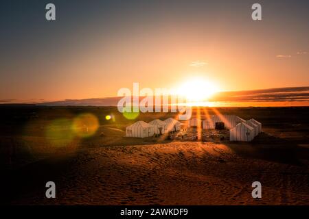 Accampamento nel deserto del Sahara del Marocco Foto Stock