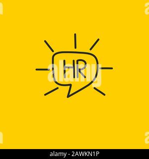 Icona h disegnata a mano, logo vettore doodle recource umano Illustrazione Vettoriale