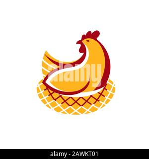 Logo, badge di carne di pollo e uova illustrazione vettoriale Illustrazione Vettoriale