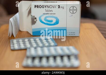 Progynova 2mg compresse estradiolo valerato Foto Stock