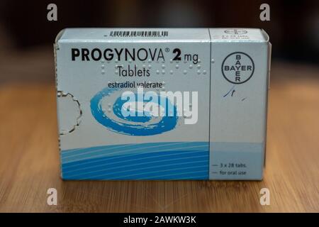 Progynova 2mg compresse estradiolo valerato Foto Stock