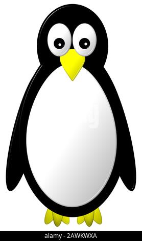Penguin Cartoon stile carino personaggio 3D illustrazione su uno sfondo bianco isolato Foto Stock
