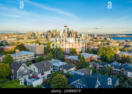 Foto aerea della Seattle dalla Regina Anna Foto Stock