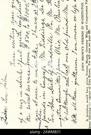 Ohio archæological e trimestrale storico . (268) John Brown 269 con l'espresso scopo di mettere in discussione Brown e di fargli coinvolgere alcuni dei suoi amici del nord, specialmente Joshua R. Giddings. Sembra, tuttavia, che Vallandigham aveva iniziato da Washington ad hishome in Ohio prima che avesse sentito parlare del raid. La primogenitura di esso ha ottenuto quando ha raggiunto Baltimora. Ci è stato rimandato per un po' di tempo ed è arrivato ad HarpersFerry la mattina del 19th di ottobre. Qui hemet Senator Mason of Virginia, l'autore della fu-gitive Slave Law, che era stato chiamato al traghetto dall'insurrezione. Foto Stock