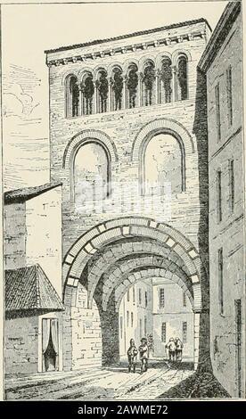 Un dizionario di architettura e di costruzione : biografico, storico e descrittivo . PORTA DI IKON BATTUTO, AVENUE DE VILLIERS, PARIGI. 186 186 186 186 GATEPOST (Vedi Torre della porta, dove c'è un'altra fondina di thesame tiug.) B. un cancello porta custodi Lodge, se formare una casa da solo. C. in ingegneria idraulica, un edificio con cui si trovano i cancelli d'acqua di un serbatoio, o in cui si svolgono la regolazione e la gestione di tali cancelli. GATEPOST. Un palo, solitamente uno di due, fra whicii un cancello oscilla o scivola. Theterm è esteso per coprire grande e massiccia. Gateway; 1^-lato dklla Kagium-., ^iAMU Foto Stock