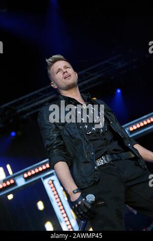 Nicky Byrne di Westlife che si esibisce dal vivo al Midlands Festival 2010 Foto Stock