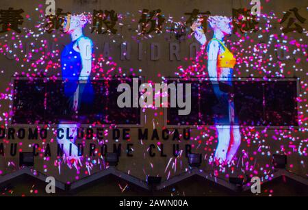 Proiezione spettacolo a Yat Yuen Canidrrome a Macau Foto Stock