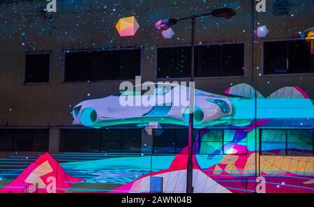 Proiezione spettacolo a Yat Yuen Canidrrome a Macau Foto Stock