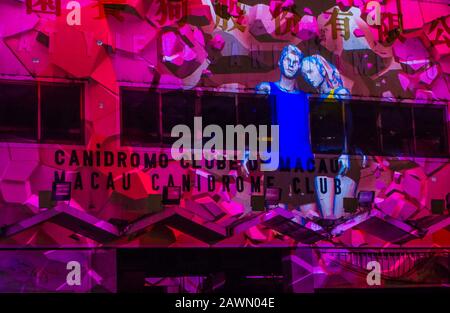 Proiezione spettacolo a Yat Yuen Canidrrome a Macau Foto Stock