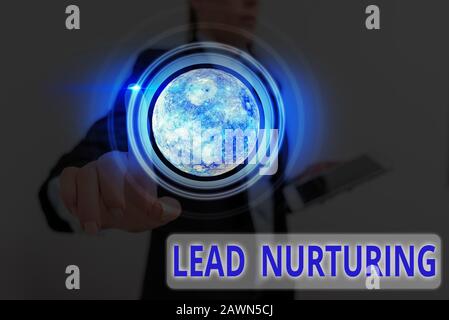 Testo Di Scrittura A Mano Mantenimento Dei Lead. Metodo fotografico concettuale per costruire un rapporto con potenziali clienti Elementi di questa immagine fornita dalla NASA Foto Stock