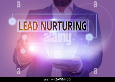Scrittura a mano di testo mantenimento dei lead. Metodo fotografico concettuale per costruire un rapporto con i potenziali clienti Foto Stock