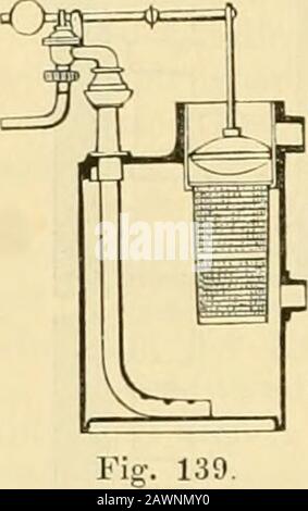 Lehrbuch der HygieneSystematische Darstellung der Hygiene und ihrer wichtigsten Untersuchungs-methoden .. Nge Wassermassen derselben u. s. W. fürobige Einrichtungen in die Wagschale caduto. ähnliche Verhältnisseliegen bei dem später zu besprechenden Separating-System vor. Eine andere Modifikation der Grubeneinrichtung treffen wir bei Anwendung desMax Friedrichschen Wasserelosets, das in Leipzig- vielfach zur Anwendungkommt. Die Fäcalien gelangen nacli einer vollkommen wasserdicten Grube, gleichzeitigergießt sich mit den Fäcalien durch das Wassereloset eine Desinfettionsmolasse, bestehendaus K. Foto Stock