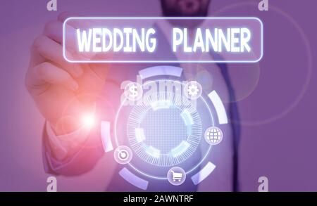 Testo che mostra Wedding Planner. Testo di foto di affari qualcuno che progetta e organizza i matrimoni come professione Foto Stock