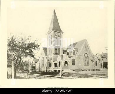 Asbury Park E Ocean Grove. PRESm i KRIAN CHURCHIt è costruito in pietra muschio d'olio, lias un grande auditorium e Domenica scuola muni ed è Tl ly Presbyterian edificio in Asbun Park. Si trova sulla Prima Avenue al Emory Street. Questo edificio è il risultato i ;i diviso dal Presbyteridesign e sotto ;i pastorate popolare è rapidlj acquisire ampia influenza nella città. Ilnnrl. Si prettj struttura in legno t churchly Foto Stock