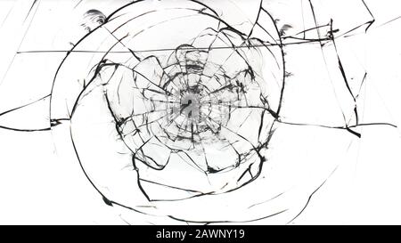 Buchi da sfere in vetro su uno sfondo bianco Foto Stock