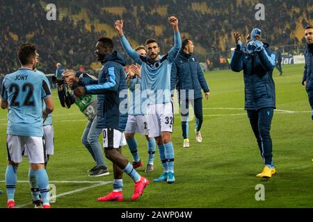 Parma, Italia, 09 Feb 2020, danilo cataldi di ss lazio fetegia la vittoria in Parma vs Lazio - campionato italiano a calcio - Credit: LPS/Alessio Marini/Alamy Live News Foto Stock