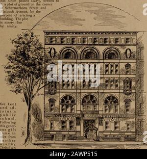 Christian Herald e segni dei nostri tempi . n gentleman, da allora membro del Congresso, e whohas passato via), deeddit un complotto di terra sul angolo di Schermerhorn Street andFlatbush Avenue, al fine di erigere abuilding. La plotis novantanoveby ha firmato una struttura che, una volta completata, non solo soddisfa i requisiti dell'Associazione, ma sarà anche un ornamentto della città. La costruzione proposta è mostrata nell'illustrazione. Si tratta di un'altezza di sei piani, tra cui il seminterrato, la facciata da affrontare con mattoni chiari, di color marrone chiaro, con terracotta ornamentale tr Foto Stock