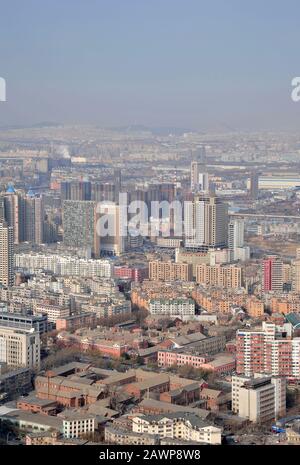 Vista su Dalian, provincia di Liaoning, Cina Foto Stock