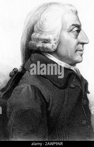 Il filosofo morale scozzese e pioniere dell'economia politica ADAM SMITH ( 1723 - 1790 ) , ritratto di illustrazione , autore nel 1823 DI UN'INCHIESTA IN Foto Stock