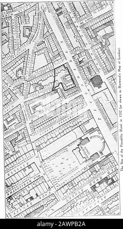 Il palazzo del XX secolo; il Piccadilly Hotel; con alcune note sulla storia, i monumenti e i degnies di Piccadilly & Regent Street. Court Yard del White Bear Inn, Piccadilly (da un vecchio Color Acqua). Nella mappa di Horwood 3 di Londra, pubblicata nel 1792, la numerazione di Piccadilly iniziò allo svincolo di Tichborne Street e Great Windmill Street. BetweenAir Street e George Court (Piccadilly Place) i thenumbers che vanno verso ovest poi hanno funzionato da 28 a 40, mentre nelle Viste di Tallis vanno da 19 a 32, le case di fronte a inizio 208-9, e terminando il Rectory - Idi. È interessante notare t Foto Stock