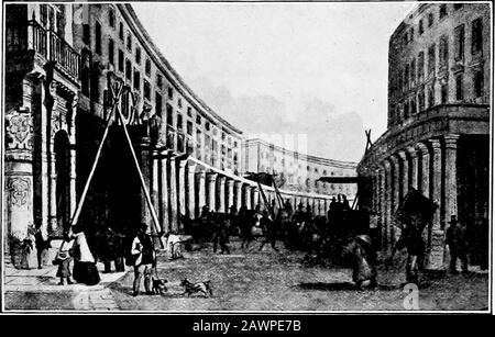 Il palazzo del XX secolo; il Piccadilly Hotel; con alcune note sulla storia, i monumenti e i degnies di Piccadilly & Regent Street. Tile Site of tke Piccadilly Hotel come era 80 anni fa. Vista di RegentStreet verso sud verso il quadrante, in particolare coloro che provengono dal grande paese sul lato opposto dell'Atlantico, che sta facendo rapidamente itseUil custode scelto e protettore dei nostri marchi letterari e artistici di terra, sarebbe senza dubbio felice di conoscere la locanda che per un certo periodo ha dato luogo di dimora, così come del suo ambiente storico e anti-quarian. A Foto Stock