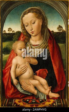 Seguace di Hans Memling - Vergine e Bambino. Foto Stock