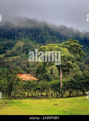Casa colonica ai piedi di una collina nel centro della Costa Rica Foto Stock
