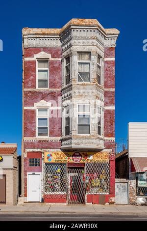 Edifici nel quartiere di Bridgeport Foto Stock