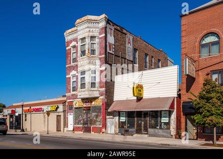 Edifici nel quartiere di Bridgeport Foto Stock