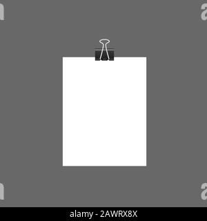 Pila di 4 fogli di carta vuoti con clip di carta eps 10 Illustrazione Vettoriale