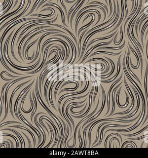Tessuto vettoriale beige senza cuciture per la decorazione di tessuti o carta su linee tagliate con marrane bianche che girano sotto forma di anse e spirali su un Illustrazione Vettoriale