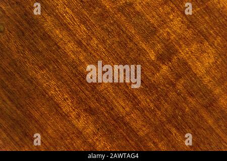 Finitura in legno lucido marrone scuro effetto close-up dal piano del tavolo Foto Stock