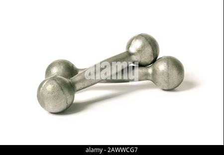 Manubri metallici isolati su sfondo bianco Foto Stock