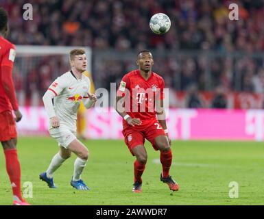 Monaco, Germania. 09th Feb, 2020. Da sinistra: Timo Werner (RB Leipzig) e David Alaba (FC Bayern Munich) GES/Football/1.Bundesliga: FC Bayern Munich - RB Leipzig, 09.02.2020 Calcio/Calcio: 1.Bundesliga tedesca: Bayern Munich vs. RB Leipzig, Munich, February 09, 2020 | utilizzo credito mondiale: DPA/Alamy Live News Foto Stock