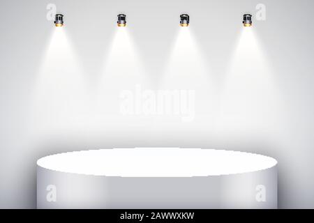 Bianco Presentazione podio con luce Illustrazione Vettoriale