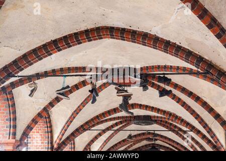 Un soffitto nel passaggio nel Ponte di Oberbaum Foto Stock