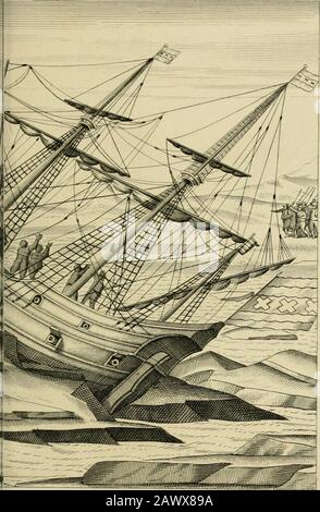 Una vera descrizione di tre viaggi da nord-est verso Cathay e la Cina : intrapresi dagli olandesi negli anni 1594, 1595 e 1596 . Come tlic ghiaccio hciivctl up tl. Faccio parte della nostra nave. Foto Stock