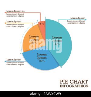 Illustrazione del vettore grafico a torta. Rapporti e presentazioni aziendali Illustrazione Vettoriale