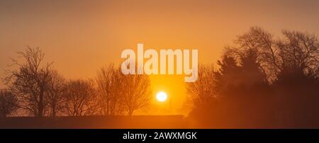 Alba Invernale A Perry Green, Molto Hadham, Hertfordshire. REGNO UNITO Foto Stock