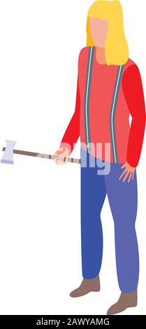 Capelli biondi icona lumberjack, stile isometrico Illustrazione Vettoriale